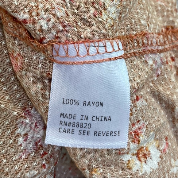 RACHEL Rachel Roy Boat Neck Blouse Rust Brown Floral Sz Small - Picture 9 of 10